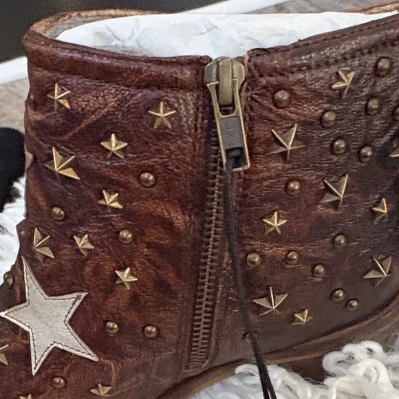 Myra Bag Brown Leather Heeled Boots with Silver Stars~ GORGEOUS! Brand new - Picture 6 of 12